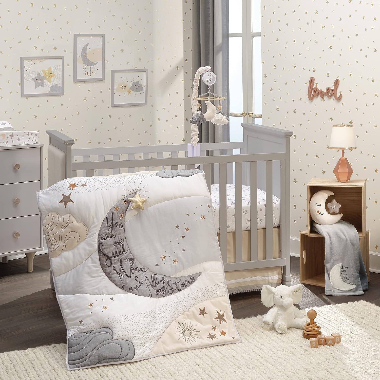 Sweet Dreams Under the Stars: Lambs & Ivy Goodnight Moon 3-Piece Celestial Nursery Baby Crib Bedding Set